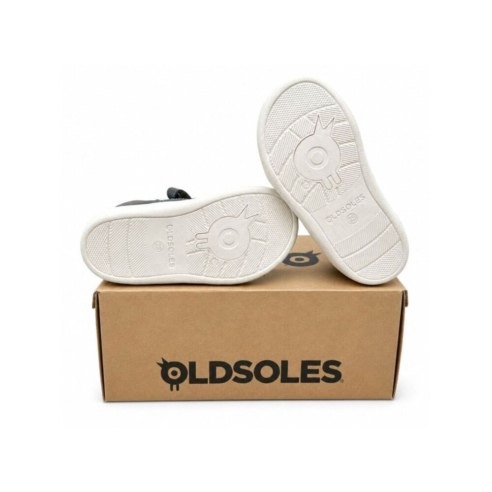 Leather Toddler High Top Sneakers Boys Size 9 Grey Taupe Hook and Loop Old Soles - Picture 7 of 9